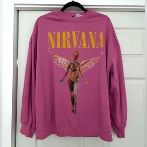 Pink H&M Divided Nirvana Crewneck Sweatshirt